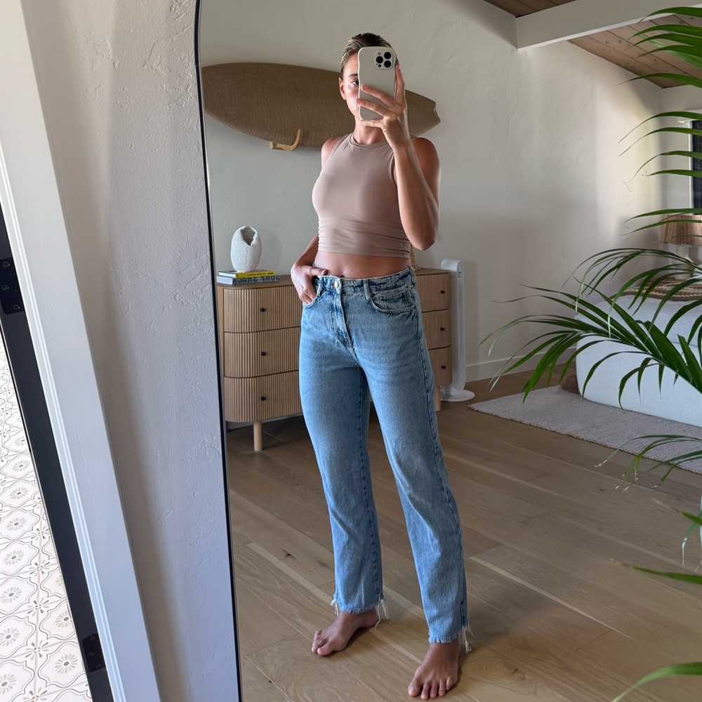 Zara Light Blue Straight Leg Jeans